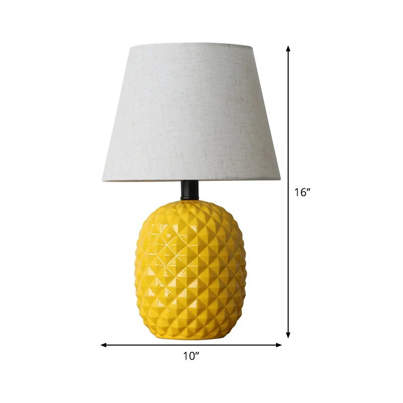 1 Lamp Woonkamer Tafellamp Modern Geel Kleine Bureaulamp met Flare Stoffen Kap Clearhalo
