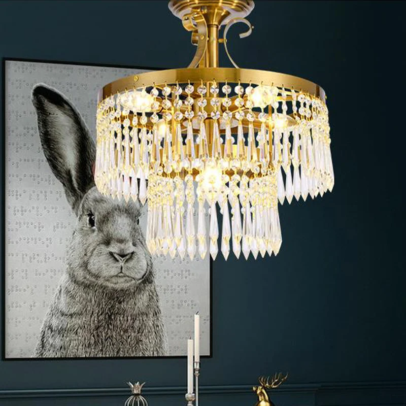 6 lampen 2-laags semi-inbouwlicht modernistisch geslepen kristal dicht bij plafondlamp messing Clearhalo