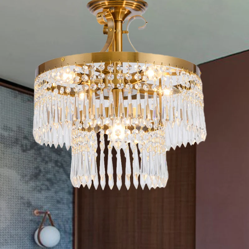 6 lampen 2-laags semi-inbouwlicht modernistisch geslepen kristal dicht bij plafondlamp messing Clearhalo