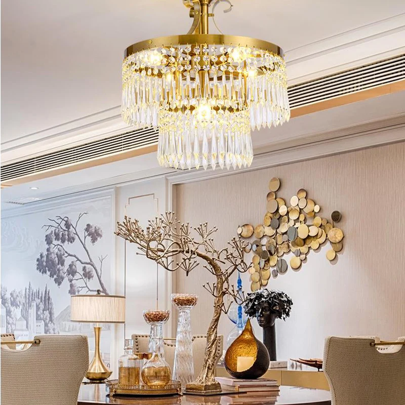 6 lampen 2-laags semi-inbouwlicht modernistisch geslepen kristal dicht bij plafondlamp messing Clearhalo