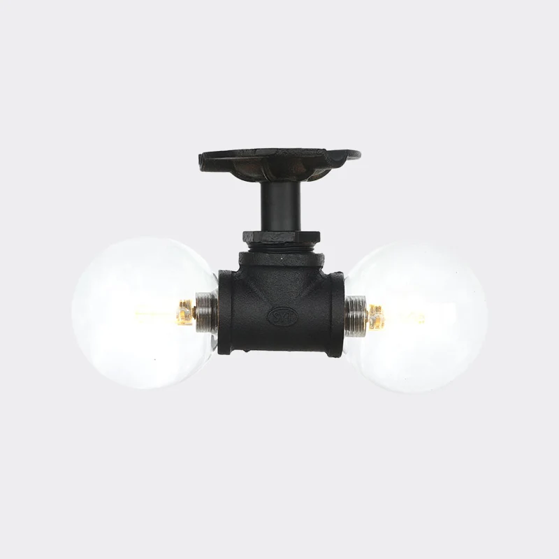 2 lampen bol semi-gemonteerde verlichting antieke zwarte afwerking helder glas inbouwlamp Clearhalo