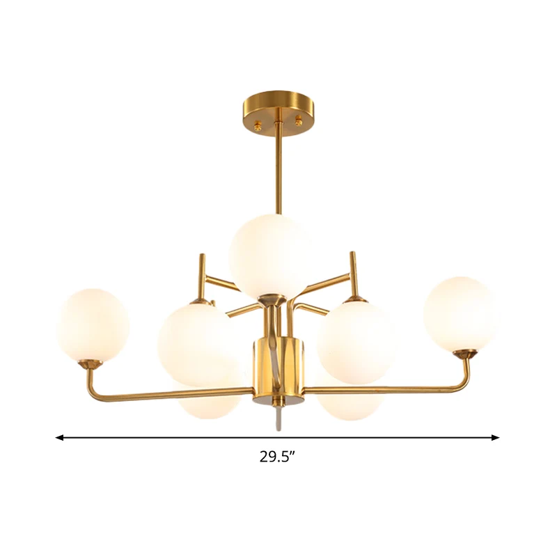 8 lampen bolvormige kroonluchter verlichting modernisme melkglas hanglamp goud Clearhalo