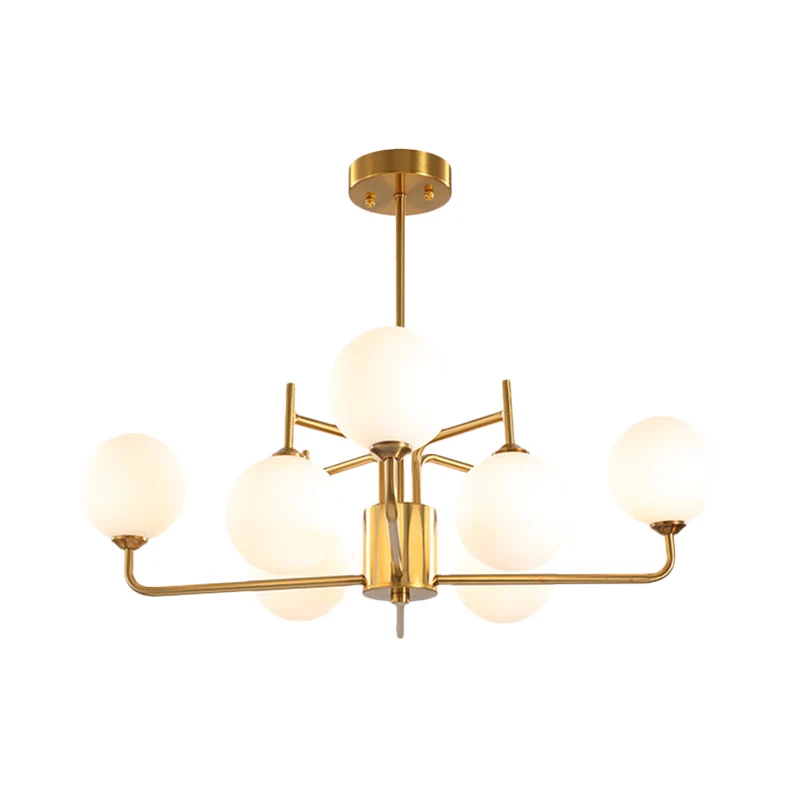 8 lampen bolvormige kroonluchter verlichting modernisme melkglas hanglamp goud Clearhalo