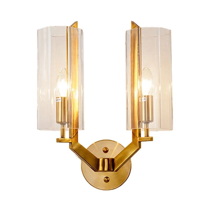 1/2 Lampen Buis Schanslamp Traditie Helderglazen wandverlichtingsarmatuur goud voor nachtkastje Clearhalo