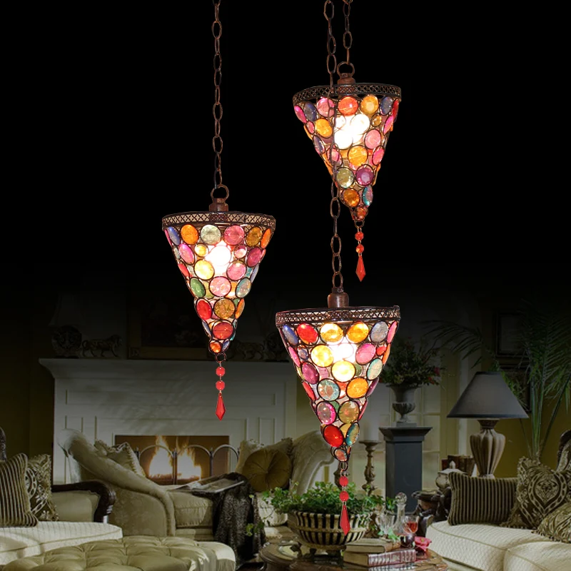3 lampen conische cluster hanger art deco roest metaal hangende plafondlamp met ronde/lineaire luifel voor slaapkamer Clea...