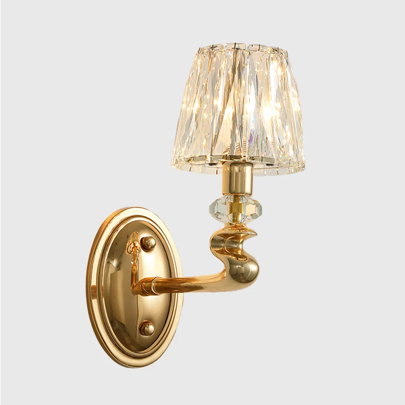 1/2 lampen conische wandkandelaar verlichting modernistische gouden K9 kristallen wandlamp voor slaapkamer Clearhalo