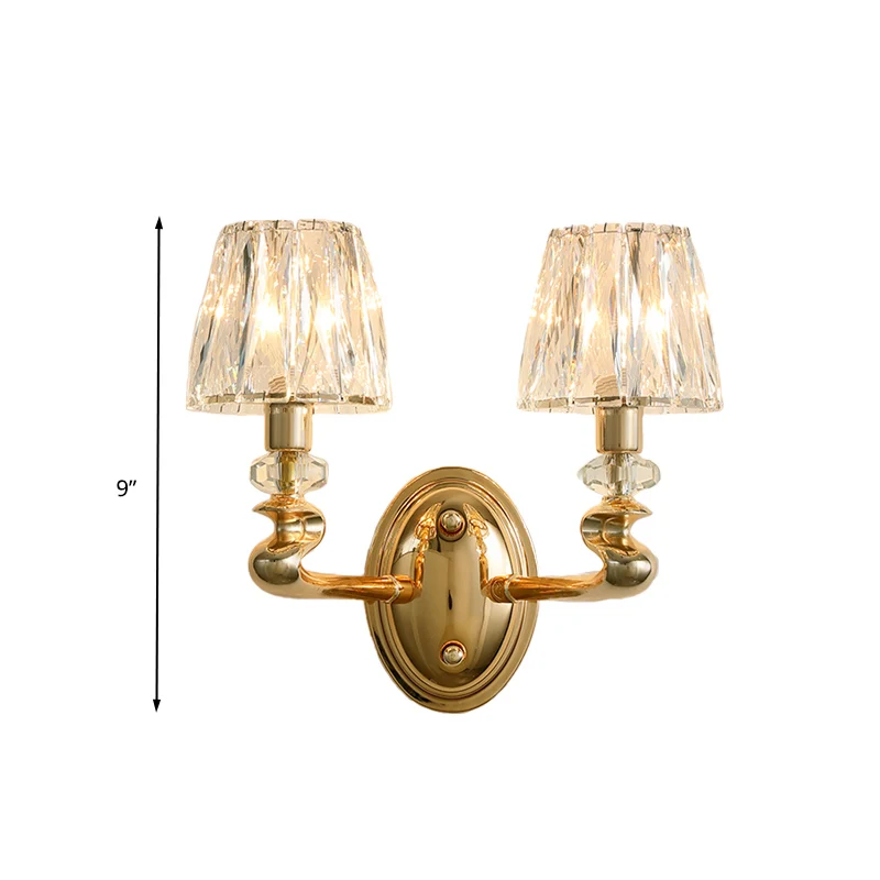 1/2 lampen conische wandkandelaar verlichting modernistische gouden K9 kristallen wandlamp voor slaapkamer Clearhalo