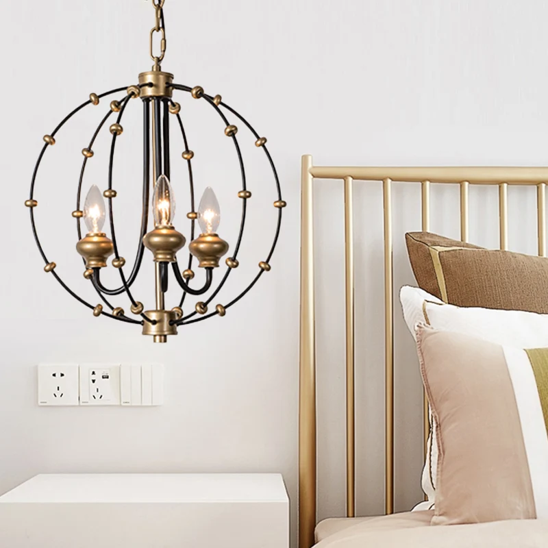 3/5 Lampen Eetkamer Plafondlamp Landelijke Zwarte Kroonluchter Hanglamp met Globe Metalen Kooi, 15"/19,5" Breed Clearhalo