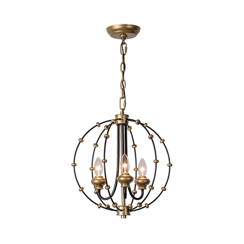 3/5 Lampen Eetkamer Plafondlamp Landelijke Zwarte Kroonluchter Hanglamp met Globe Metalen Kooi, 15"/19,5" Breed Clearhalo