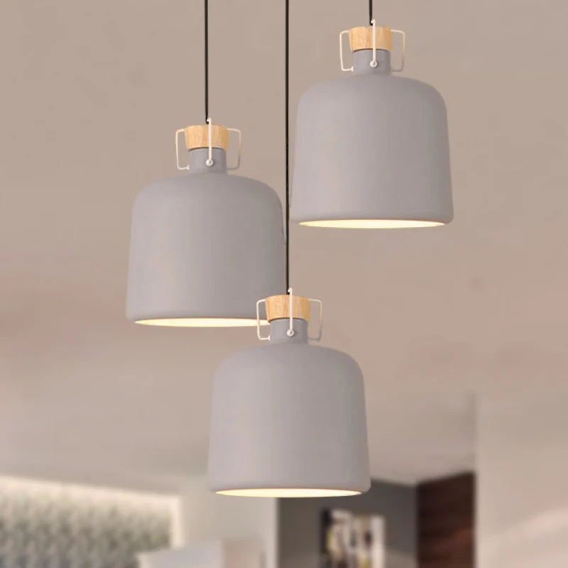 3 lampen emmer hanglamp moderne grijze metallic plafondlamp met ronde/lineaire luifel voor keuken Clearhalo