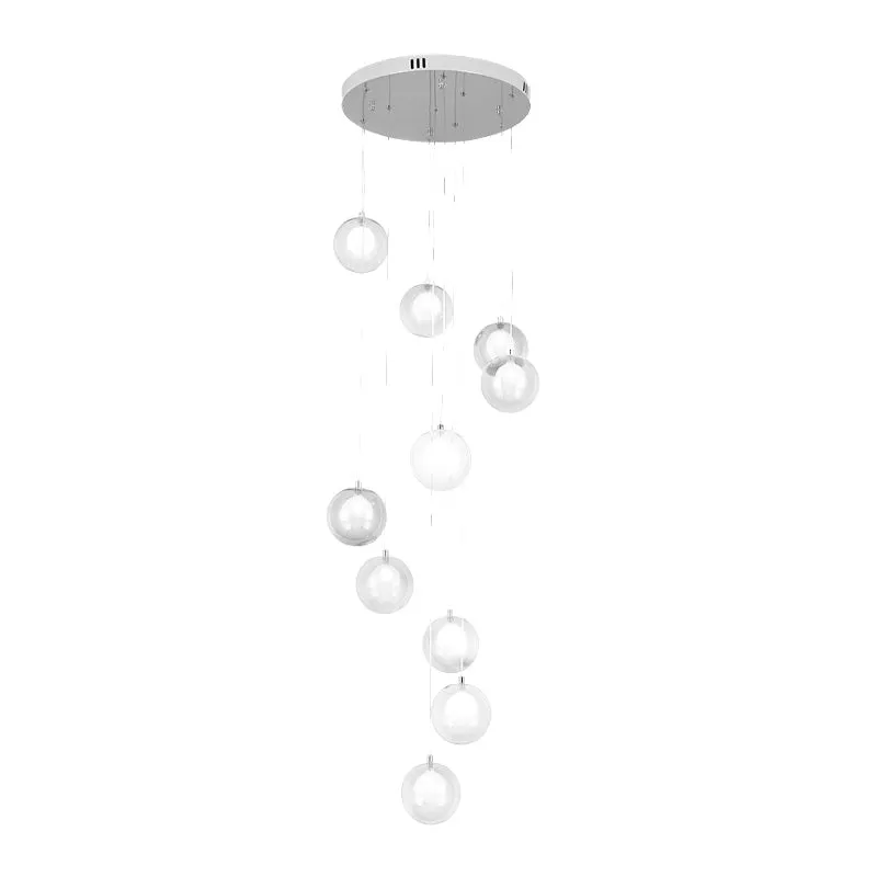 10 lampen Globe Cluster hanglamp modern wit/roze glas LED hangende plafondlamp voor trap Clearhalo