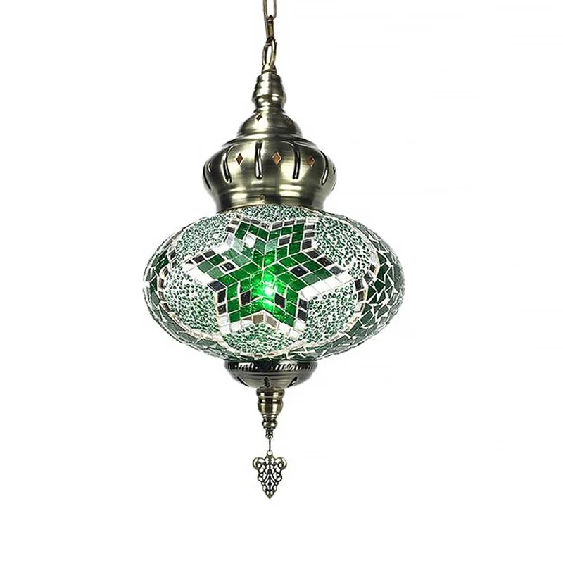 1/4 lampen Globe plafondlamp traditioneel rood/oranje/blauw glazen hangende verlichtingsarmatuur voor woonkamer Clearhalo