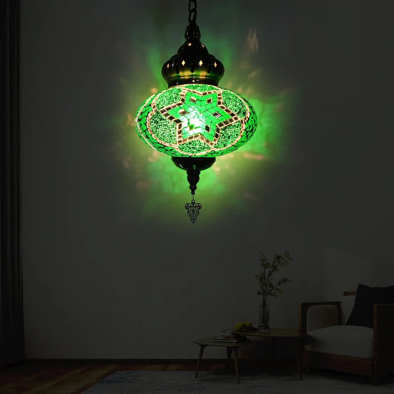 1/4 lampen Globe plafondlamp traditioneel rood/oranje/blauw glazen hangende verlichtingsarmatuur voor woonkamer Clearhalo