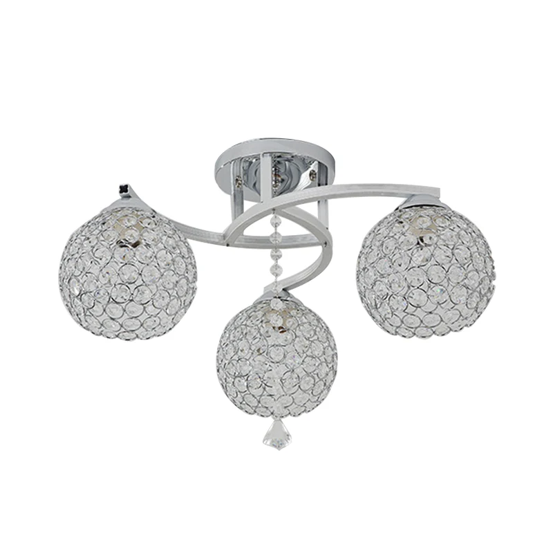 3/5 lampen Globe semi-inbouwlamp eenvoudig chroomkristal semi-inbouwmontage voor woonkamer Clearhalo