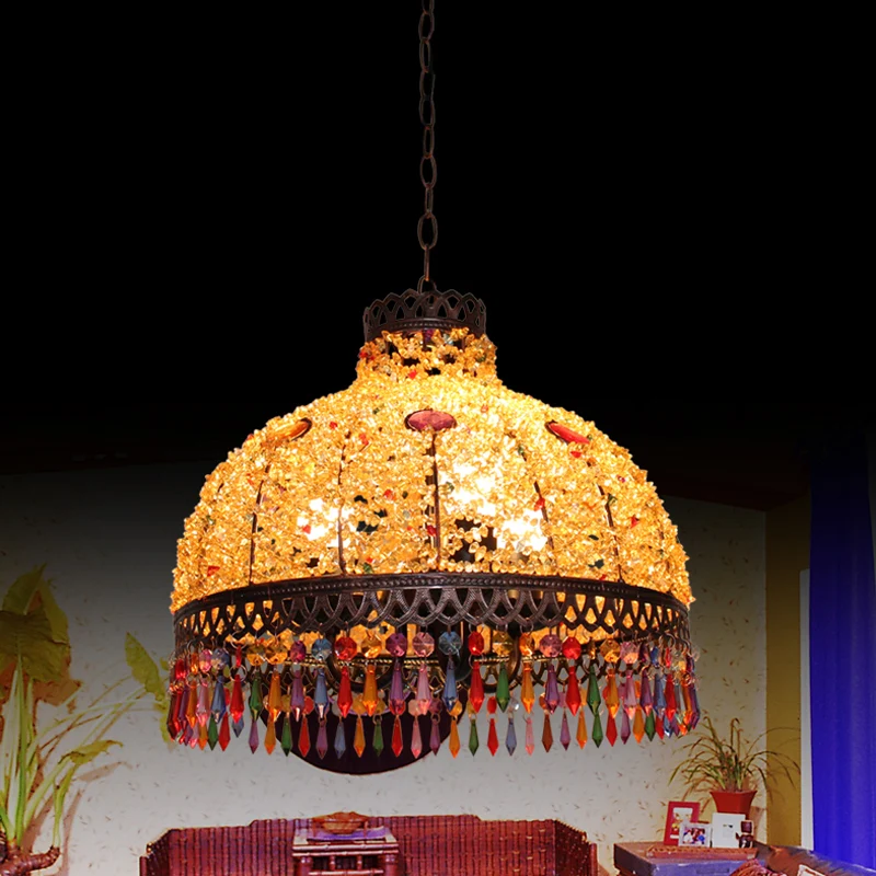 3/6 lampen hangende kroonluchter art deco koepel metalen hanglamp wit/beige/rood voor woonkamer, 14,5"/17"/23,5" W Clearhalo