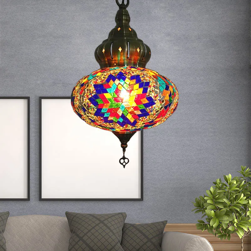 1/4 lampen koffiehuis hanglamp retro plafondlamp met bolvormige kleurrijke glazen kap Clearhalo