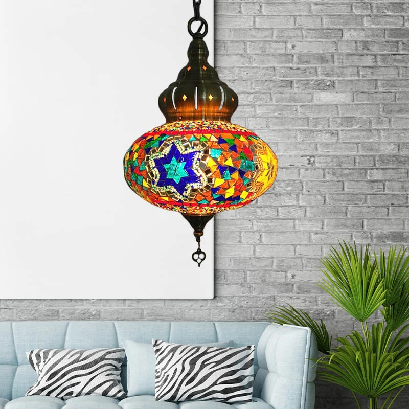 1/4 lampen koffiehuis hanglamp retro plafondlamp met bolvormige kleurrijke glazen kap Clearhalo