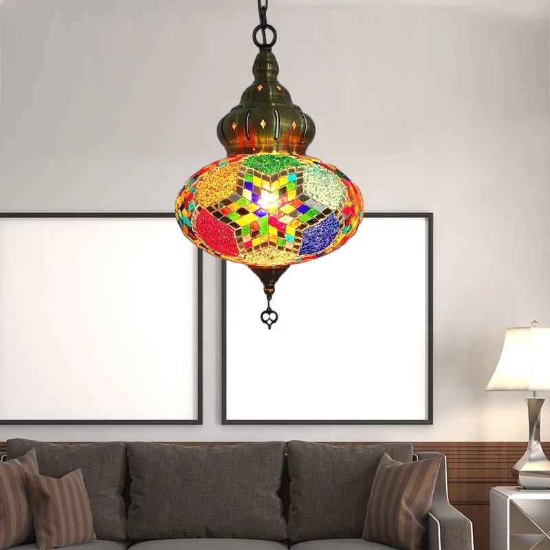 1/4 lampen koffiehuis hanglamp retro plafondlamp met bolvormige kleurrijke glazen kap Clearhalo