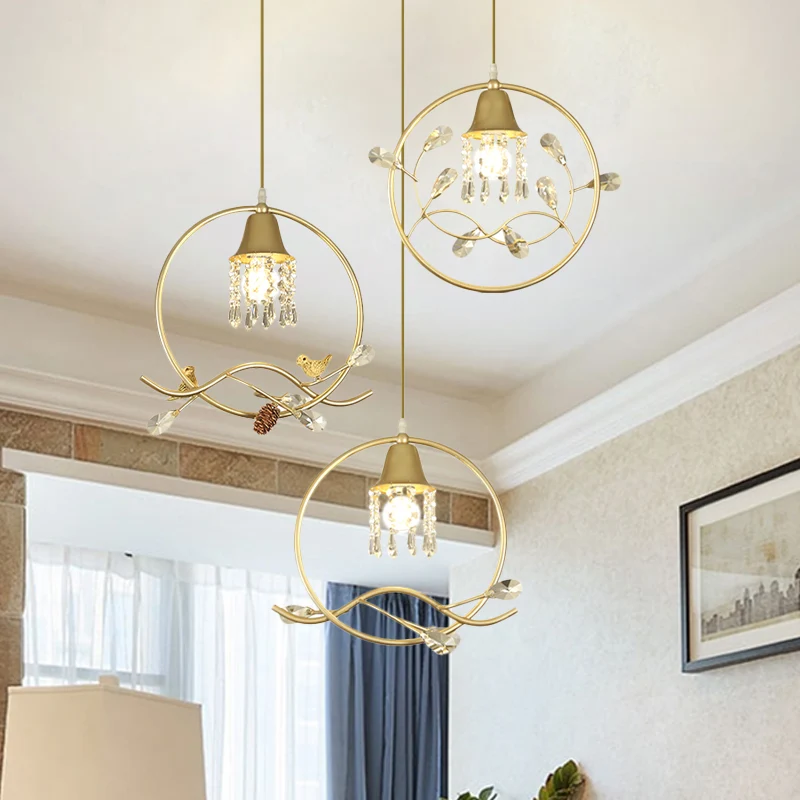 3 lampen kristal multi-licht hanger moderne gouden cilindrische eetkamer hanglampset Clearhalo