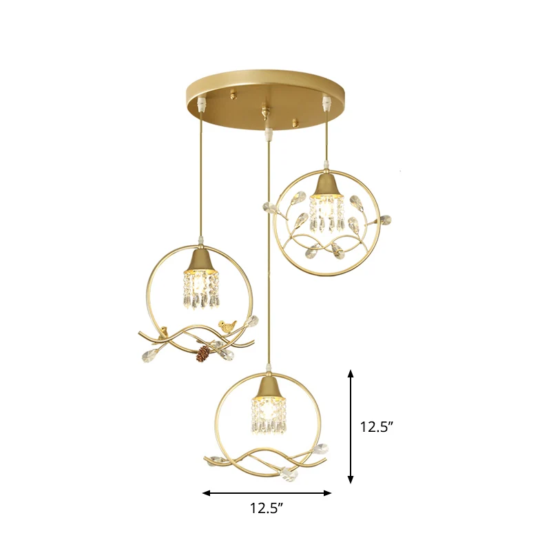 3 lampen kristal multi-licht hanger moderne gouden cilindrische eetkamer hanglampset Clearhalo