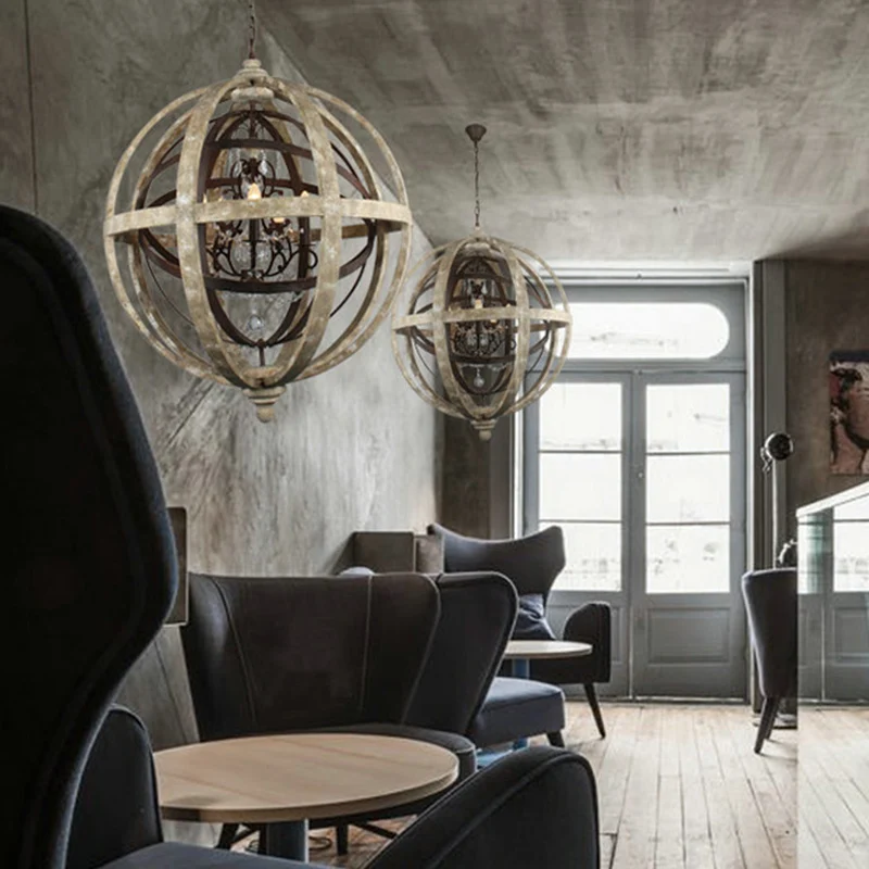 4 lampen kroonluchter hanglamp vintage bol noodlijdend hout hanglamp voor eetkamer Clearhalo