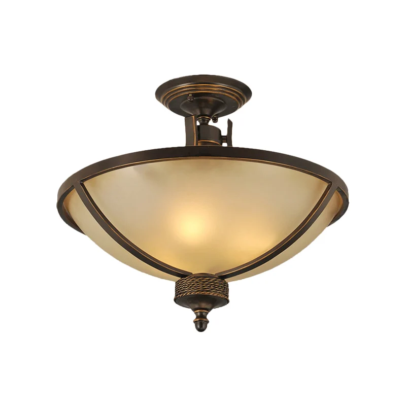 3 lampen matglas semi-inbouwlamp Traditionele zwarte koepelvormige slaapkamer semi-inbouwverlichting Clearhalo