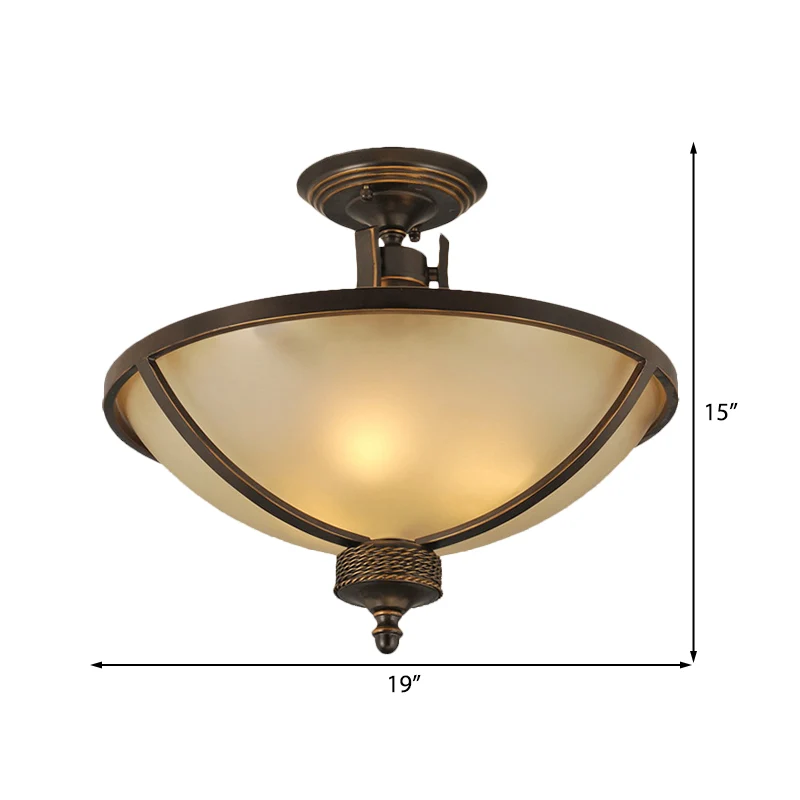 3 lampen matglas semi-inbouwlamp Traditionele zwarte koepelvormige slaapkamer semi-inbouwverlichting Clearhalo