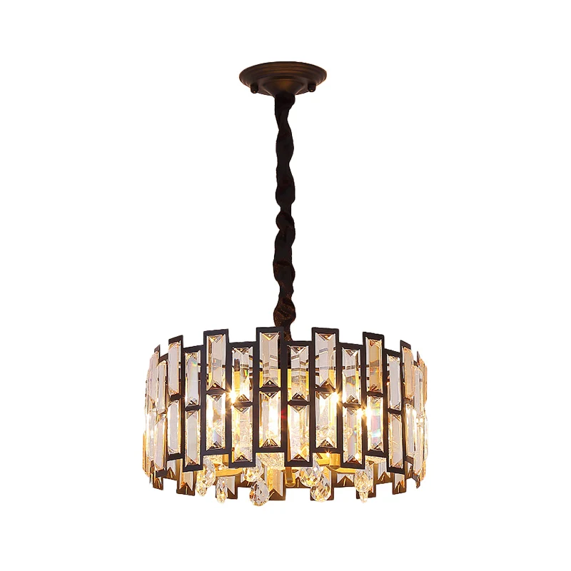 6/5 lampen met kristallen ingelegde plafondkroonluchter moderne gouden ronde slaapkamer hanglamp, 19,5 "/ 16" breed Clearhalo
