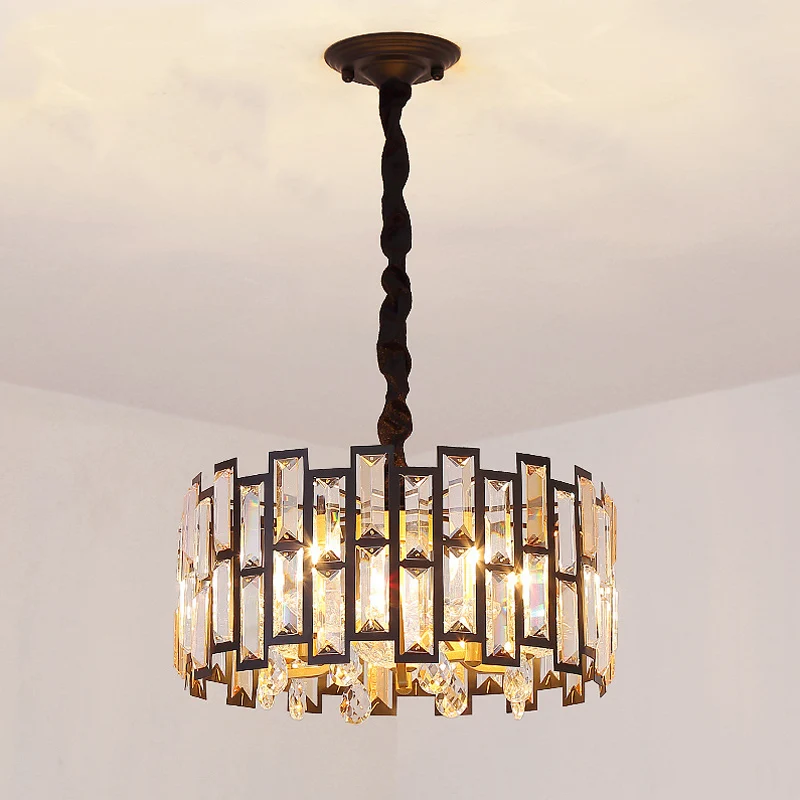 6/5 lampen met kristallen ingelegde plafondkroonluchter moderne gouden ronde slaapkamer hanglamp, 19,5 "/ 16" breed Clearhalo