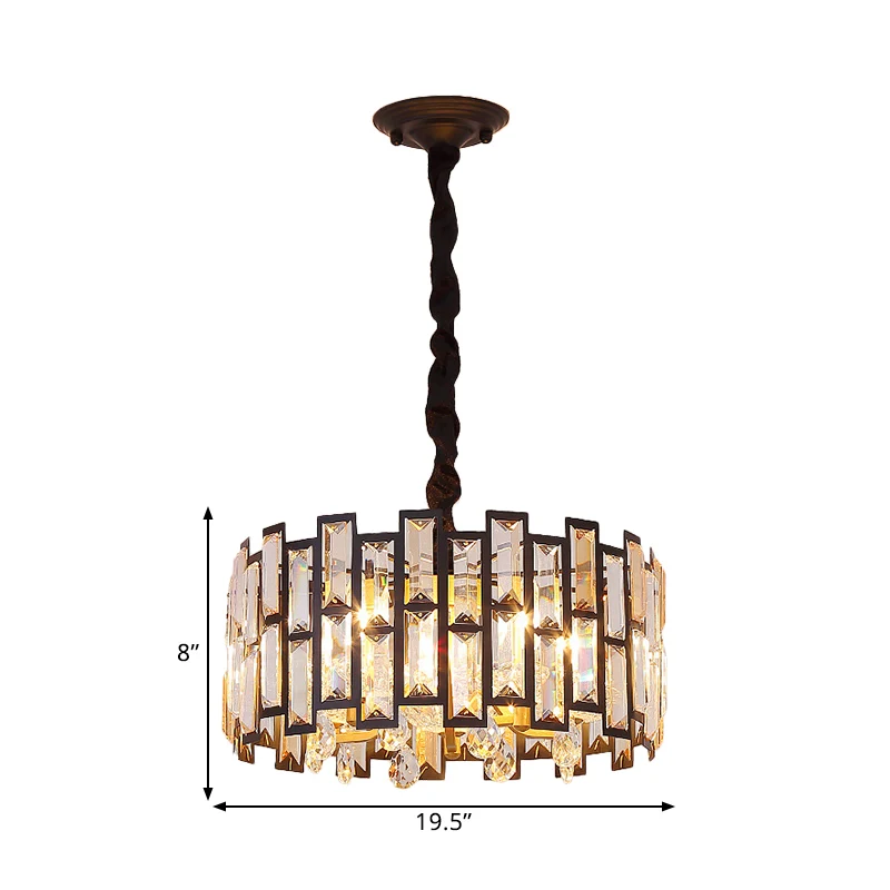 6/5 lampen met kristallen ingelegde plafondkroonluchter moderne gouden ronde slaapkamer hanglamp, 19,5 "/ 16" breed Clearhalo