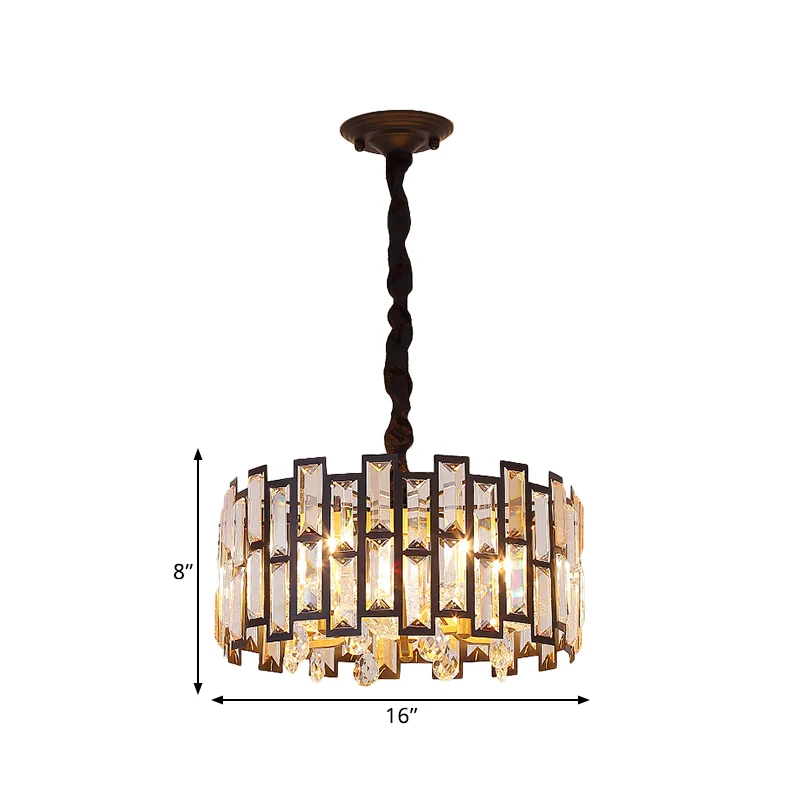 6/5 lampen met kristallen ingelegde plafondkroonluchter moderne gouden ronde slaapkamer hanglamp, 19,5 "/ 16" breed Clearhalo