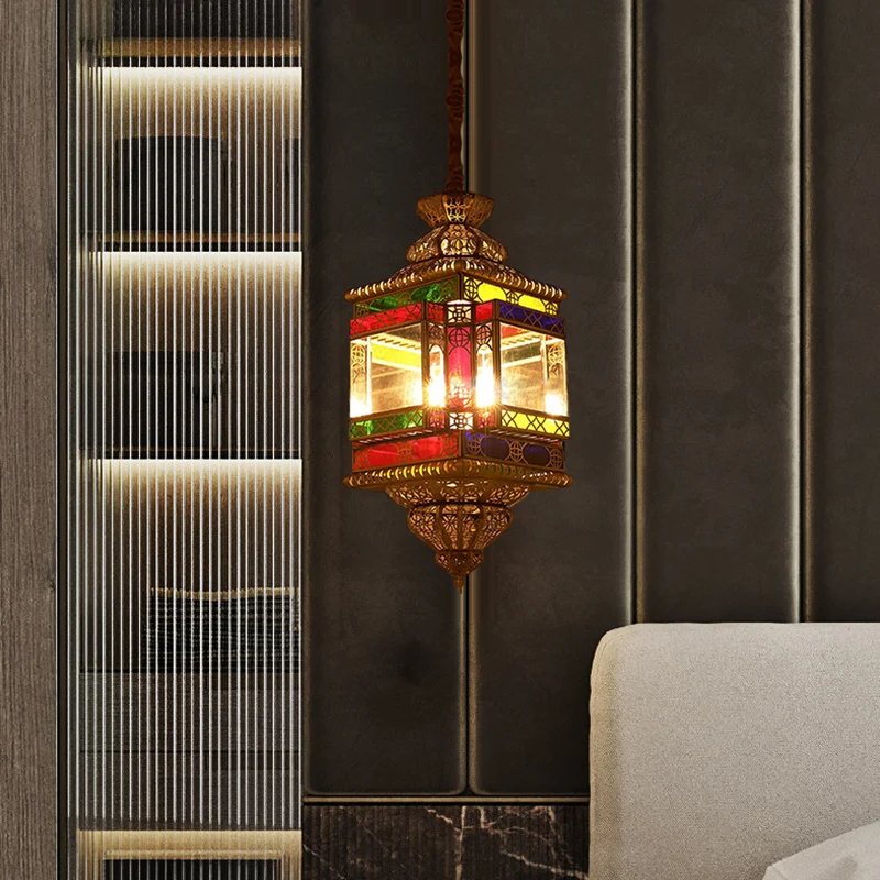 4 lampen metalen hanger kroonluchter vintage messing lantaarn eetkamer Arabische plafondlamp Clearhalo