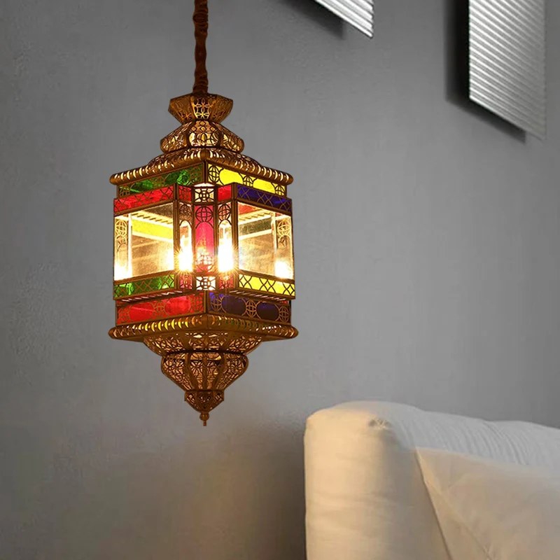 4 lampen metalen hanger kroonluchter vintage messing lantaarn eetkamer Arabische plafondlamp Clearhalo
