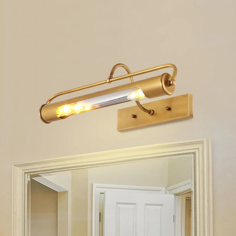 2 lampen metalen ijdelheid lichtarmatuur traditionele messing buis badkamer make-up verlichting, 14"/18" breed Clearhalo