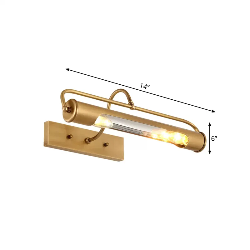 2 lampen metalen ijdelheid lichtarmatuur traditionele messing buis badkamer make-up verlichting, 14"/18" breed Clearhalo