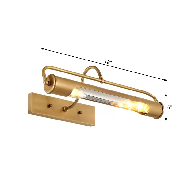 2 lampen metalen ijdelheid lichtarmatuur traditionele messing buis badkamer make-up verlichting, 14"/18" breed Clearhalo