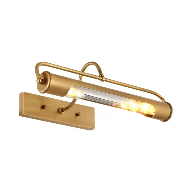 2 lampen metalen ijdelheid lichtarmatuur traditionele messing buis badkamer make-up verlichting, 14"/18" breed Clearhalo