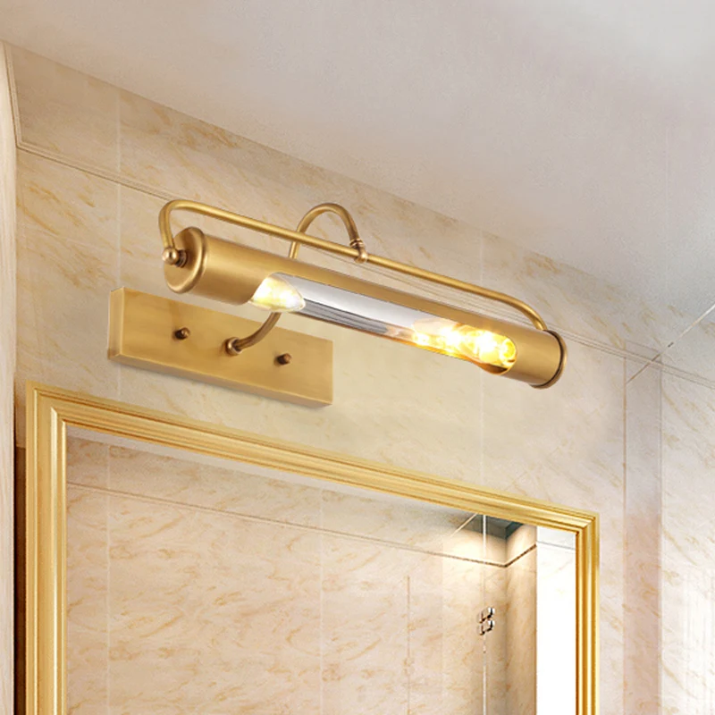 2 lampen metalen ijdelheid lichtarmatuur traditionele messing buis badkamer make-up verlichting, 14"/18" breed Clearhalo
