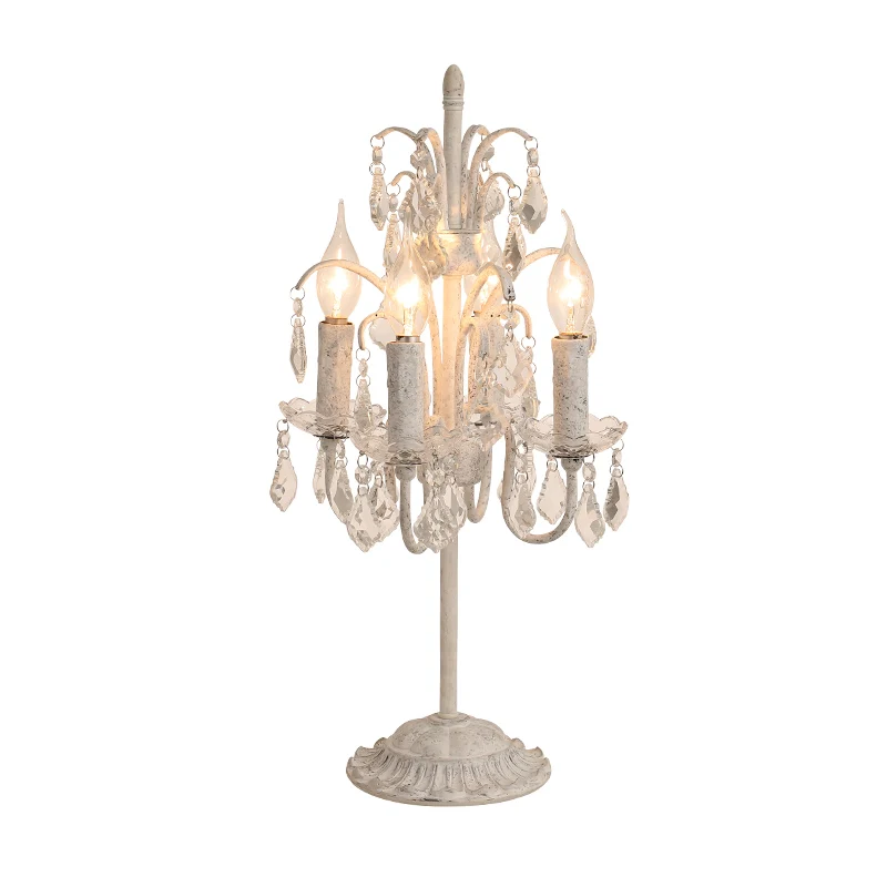 4 lampen nachtkastje lamp vintage kaars metalen tafellamp met hangend kristal voor woonkamer Clearhalo