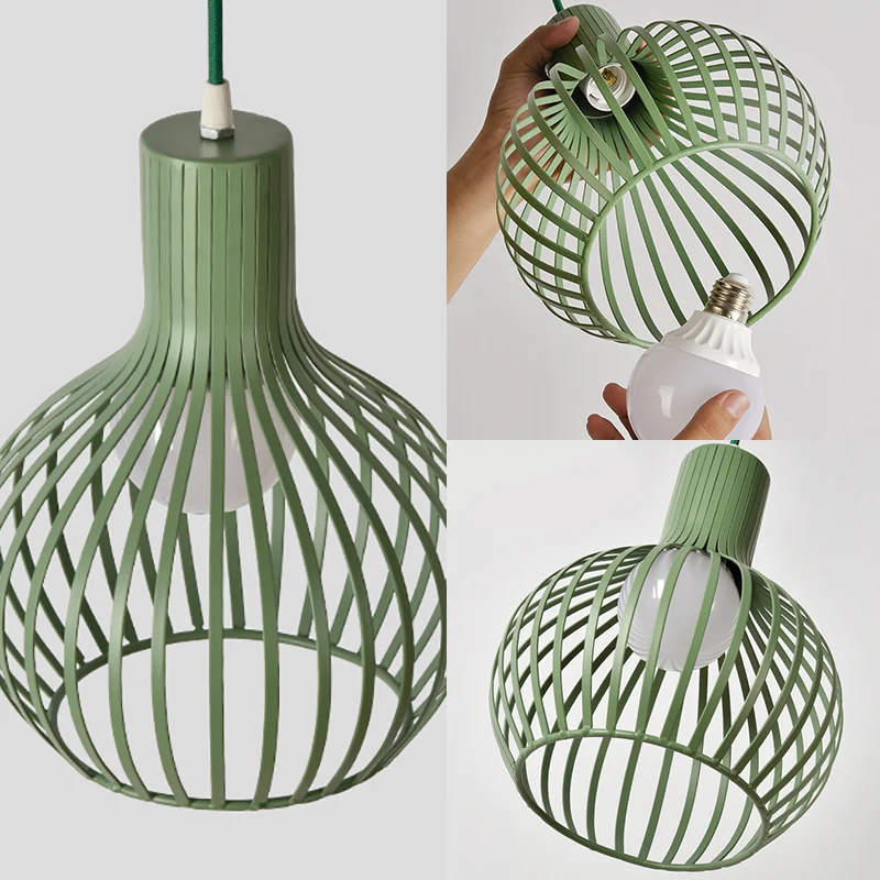 3 lampen plafondverlichting met draadkoepelschaduw metalen industriële eetkamer hanglamp grijs/roze Clearhalo