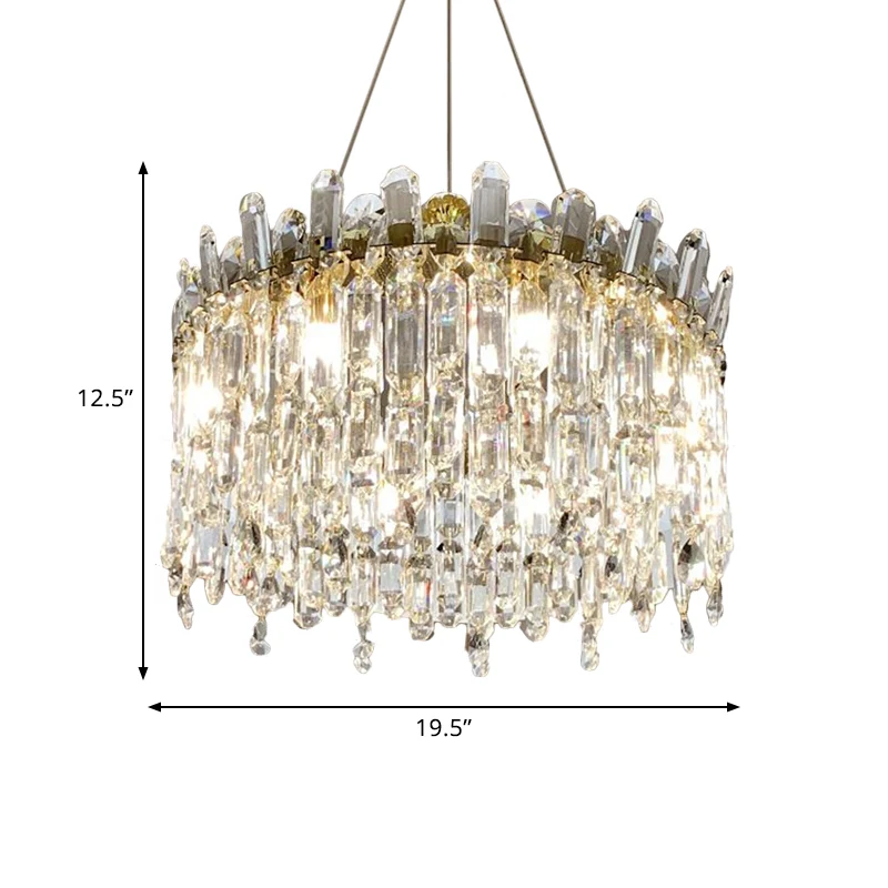 8 lampen ronde kroonluchterlamp eenvoudige stijl gouden gefacetteerde kristallen druppelhanger voor slaapkamer Clearhalo