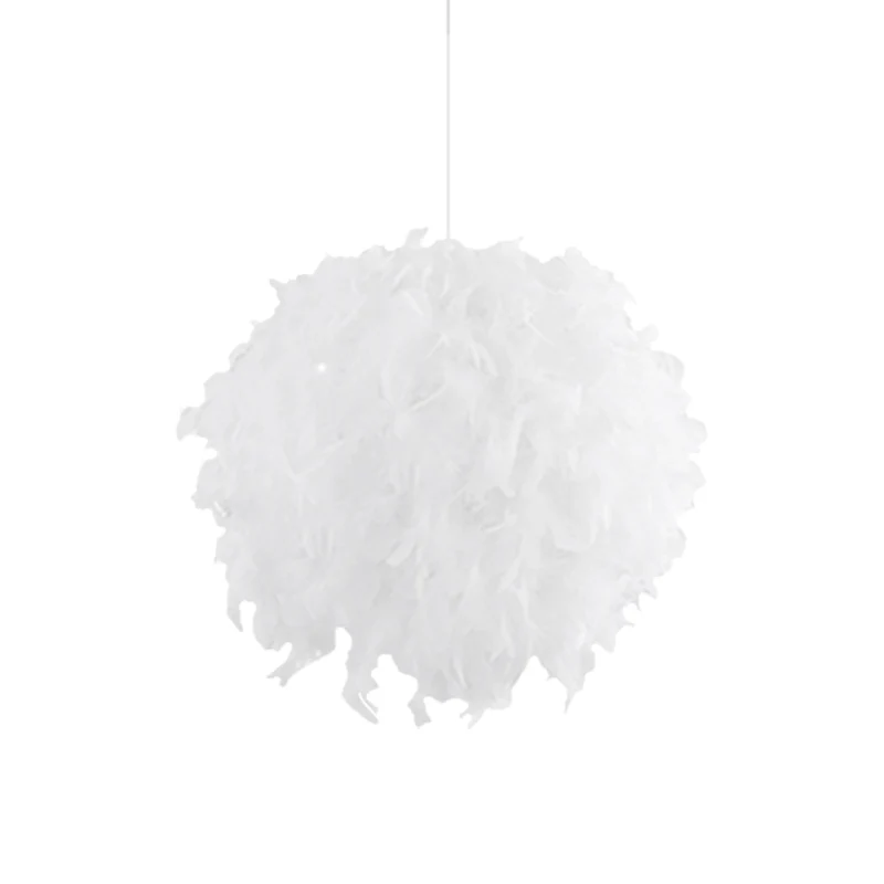 3/4 lampen slaapkamer plafond hanglamp modernistische witte kroonluchterlamp met verenbol stoffen kap Clearhalo