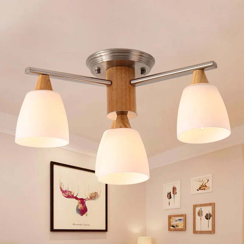 4 lampen, taps toelopend semi-inbouwlicht, modern wit glas, semi-inbouwlamp hout Clearhalo