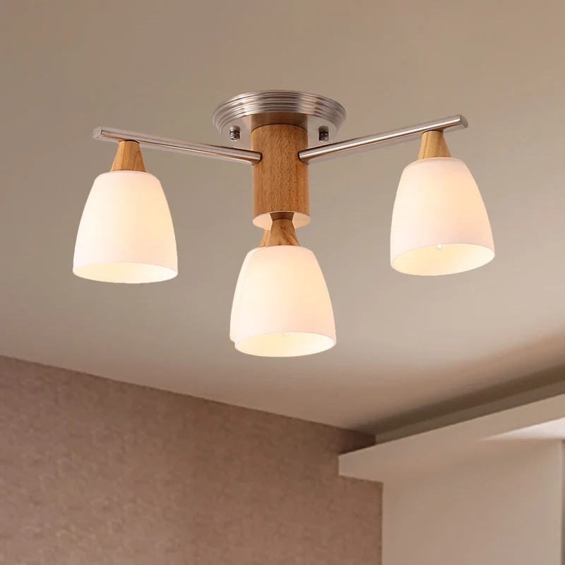 4 lampen, taps toelopend semi-inbouwlicht, modern wit glas, semi-inbouwlamp hout Clearhalo