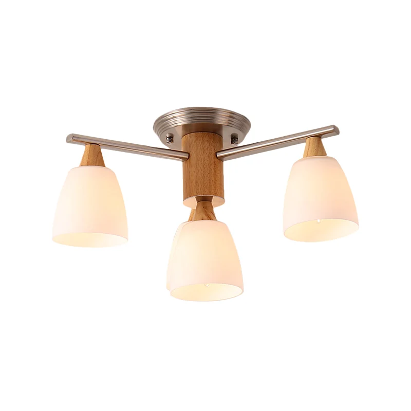 4 lampen, taps toelopend semi-inbouwlicht, modern wit glas, semi-inbouwlamp hout Clearhalo