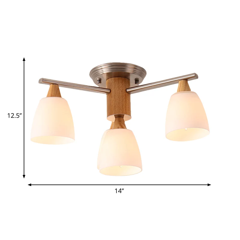 4 lampen, taps toelopend semi-inbouwlicht, modern wit glas, semi-inbouwlamp hout Clearhalo