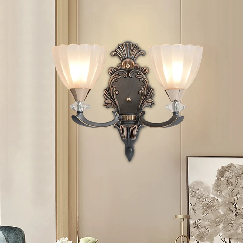 1/2 lampen wandverlichting idee vintage kegel wit geribbeld glas wandgemonteerde lamp voor woonkamer Clearhalo
