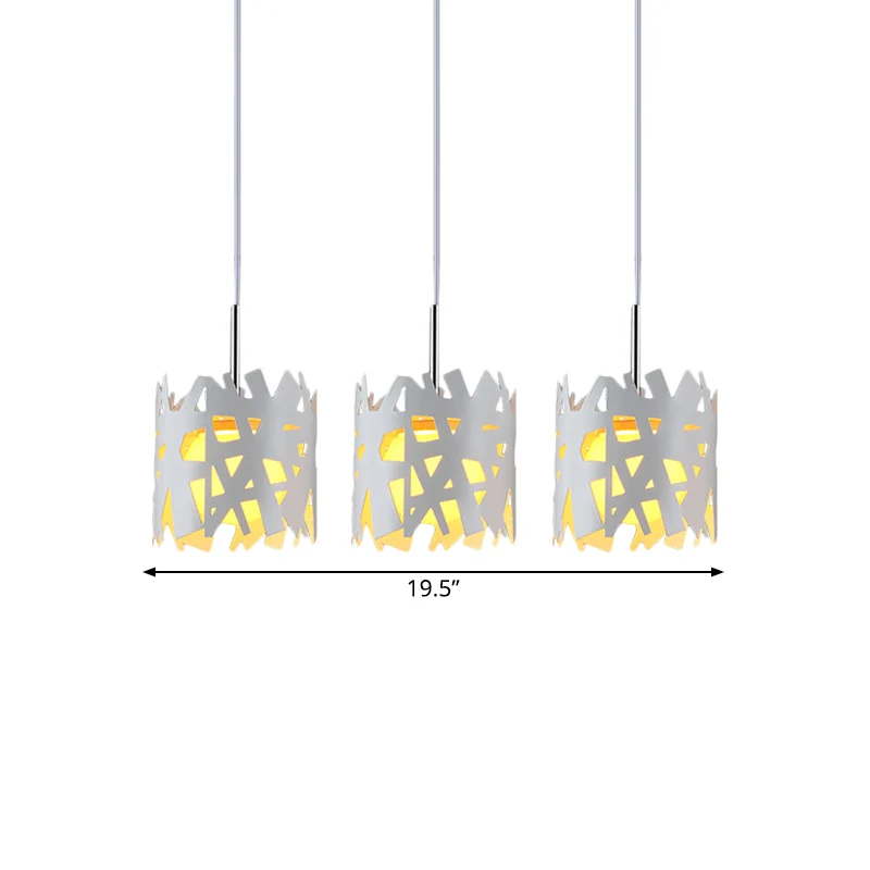 3 lampen woonkamer meerdere hanglampen modernistische witte hanger met uitgeholde cilinder ijzeren kap, lineaire luifel Cl...
