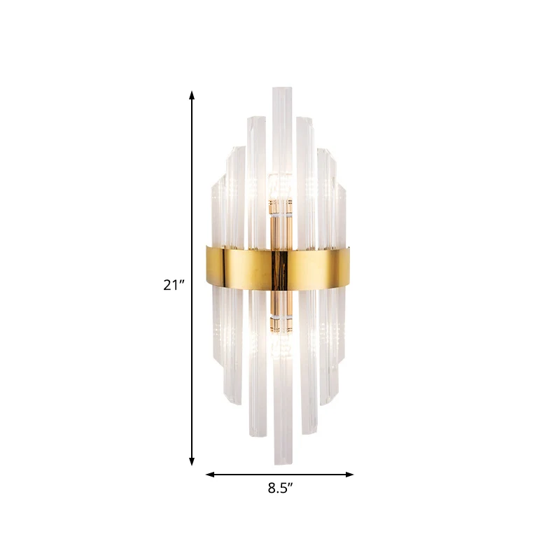 2 lampen woonkamer wandkandelaar verlichting eenvoud messing wandmontage lichtarmatuur met lineaire kristallen kap Clearhalo