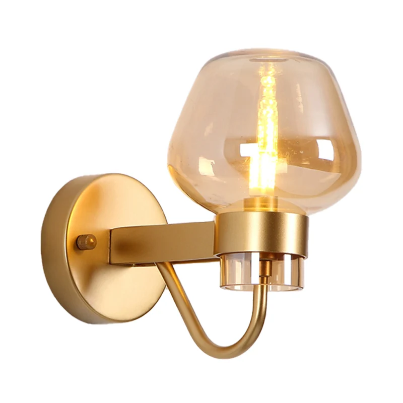 1 lamppot schanslamp traditie helder/amber/rookgrijs glazen wandverlichtingsarmatuur voor nachtkastje Clearhalo